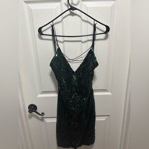 Windsor Let Me Glow Lace-Up Sequin Mini Dress